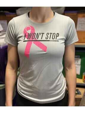 Under Armour Women's Light Gray 'I Won't Stop' Power in Pink T-Shirt size small
